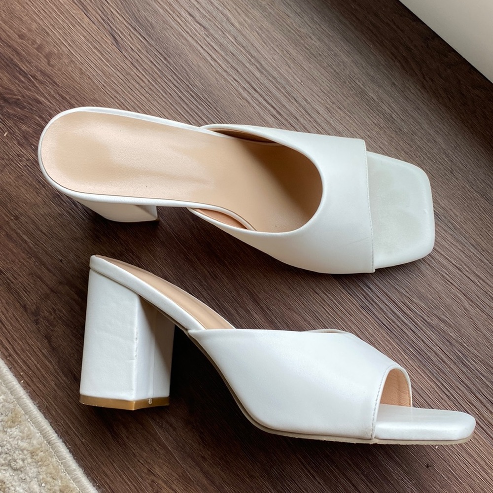 White slipper heels